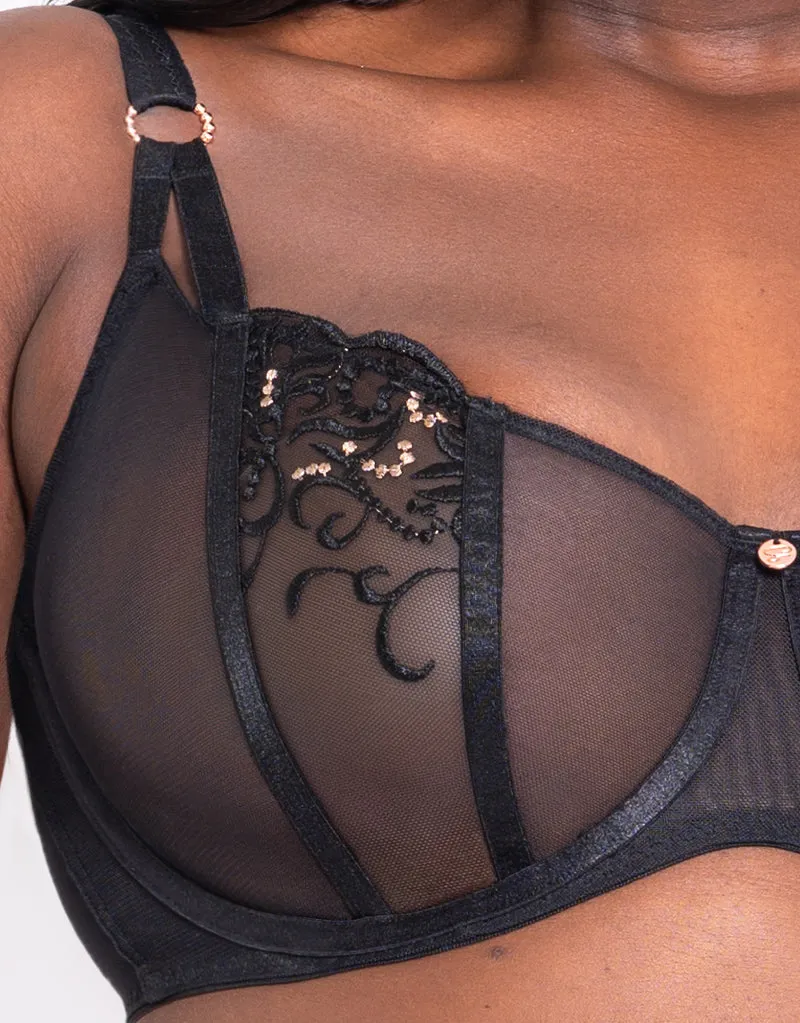 Scantilly Ornate Balcony Bra Black