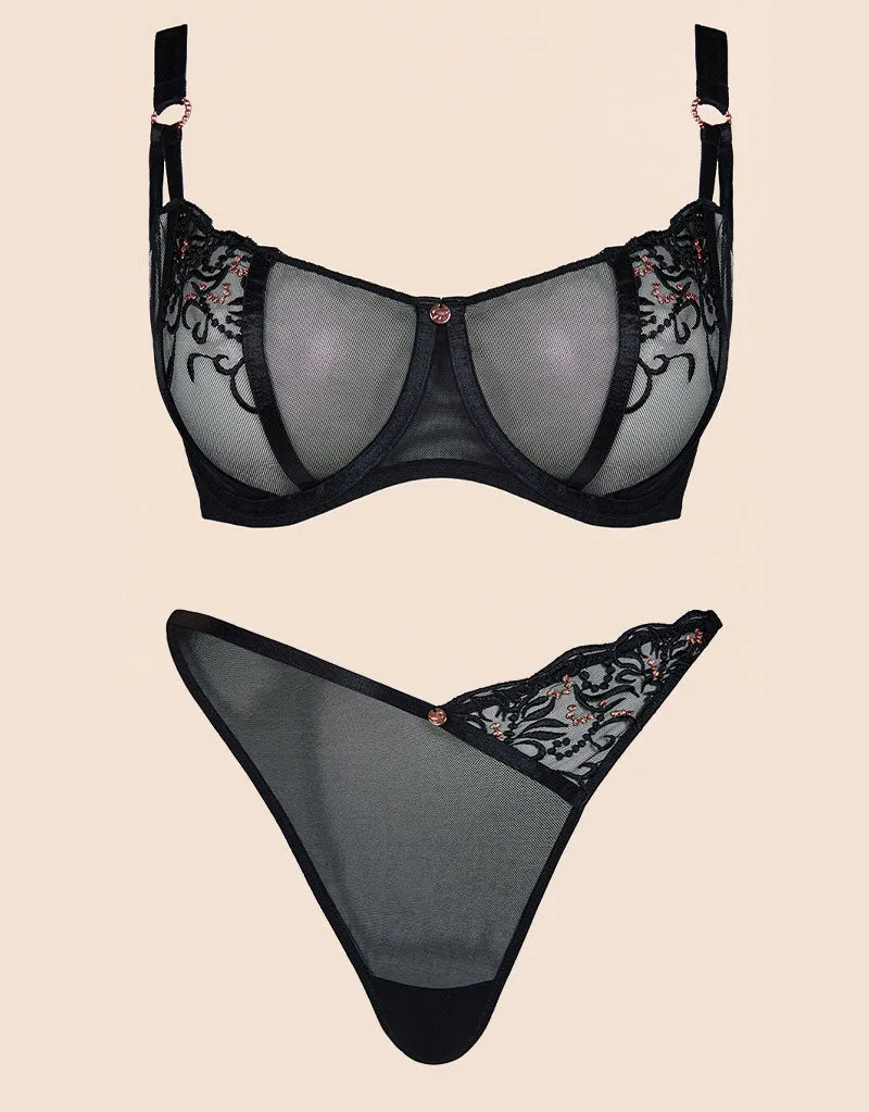 Scantilly Ornate Balcony Bra Black