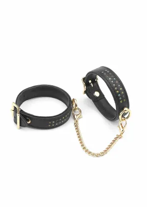 Shining Girl Leather Ankle Cuff (Black)