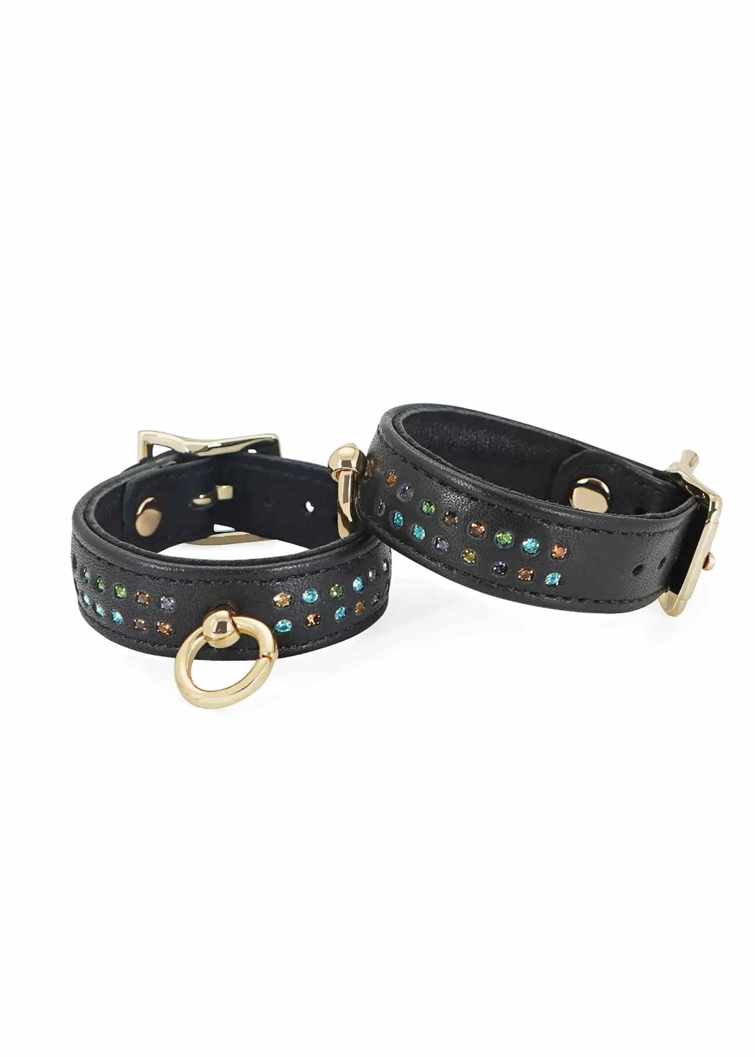 Shining Girl Leather Ankle Cuff (Black)