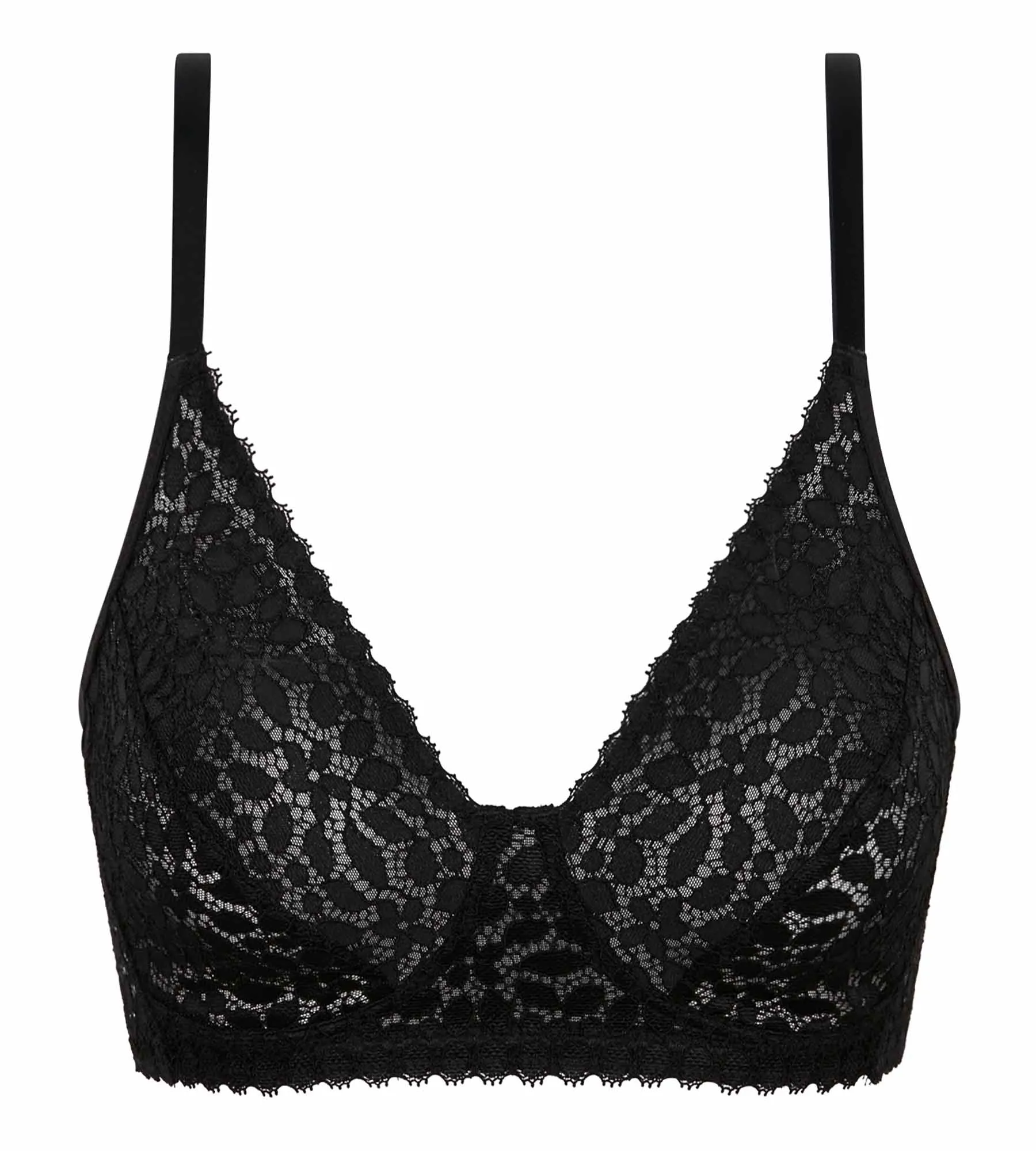Soutien-gorge triangle sans armature motif floral Noir Daily Dentelle
