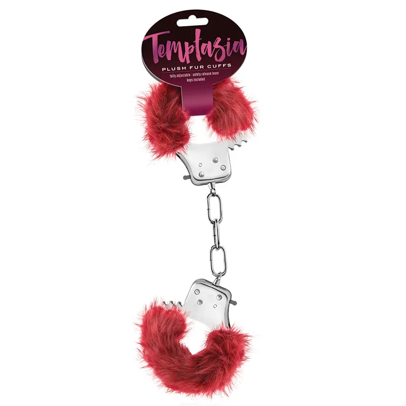 Temptasia - Plush Fur Cuffs - Burgundy