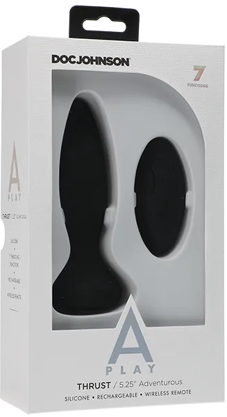 Thrust - Adventurous - Rechargeable Silicone Anal Plug With Remote (Black)