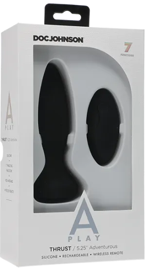 Thrust - Adventurous - Rechargeable Silicone Anal Plug With Remote (Black)