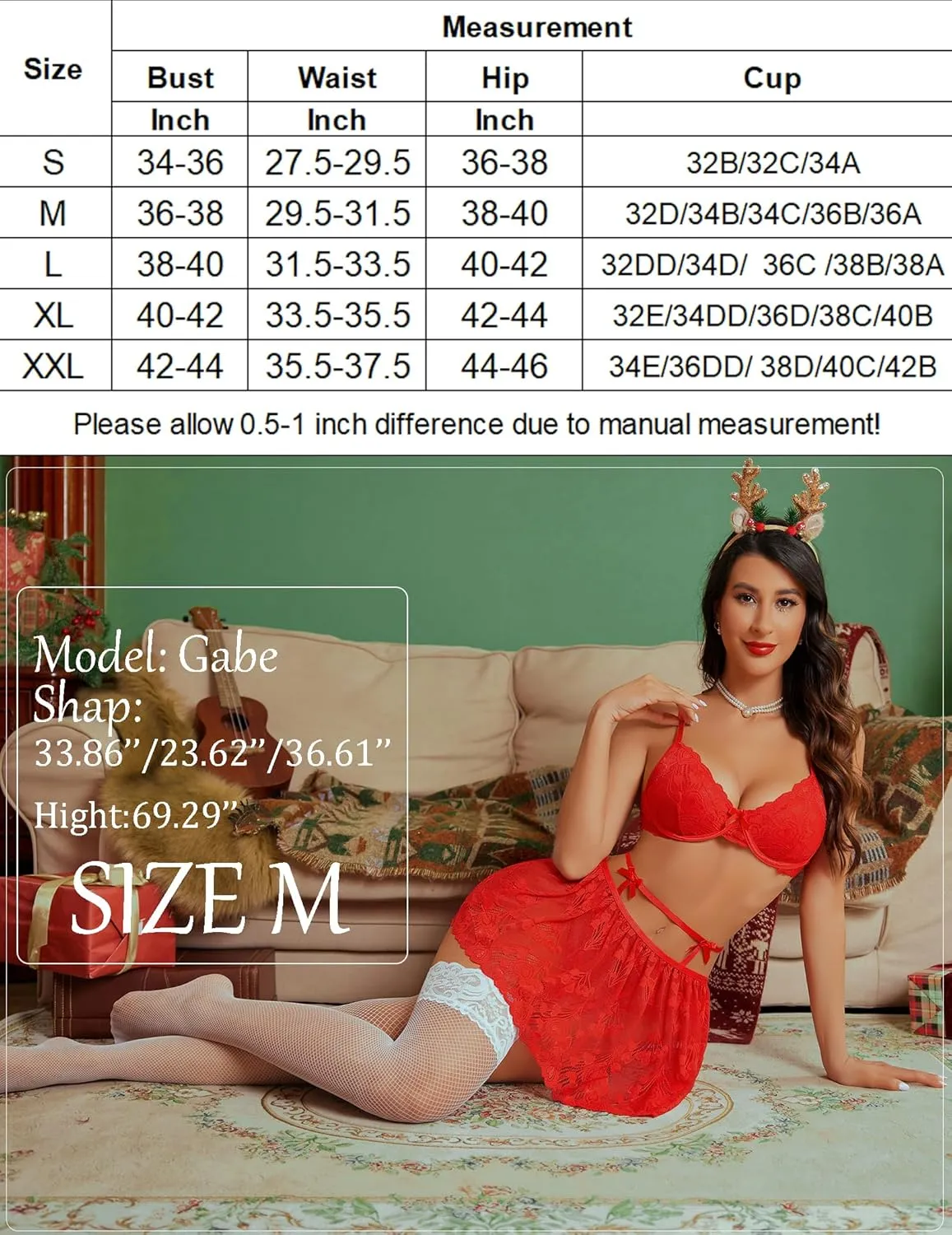 Underwire Garter Lingerie with Lace Skirt
