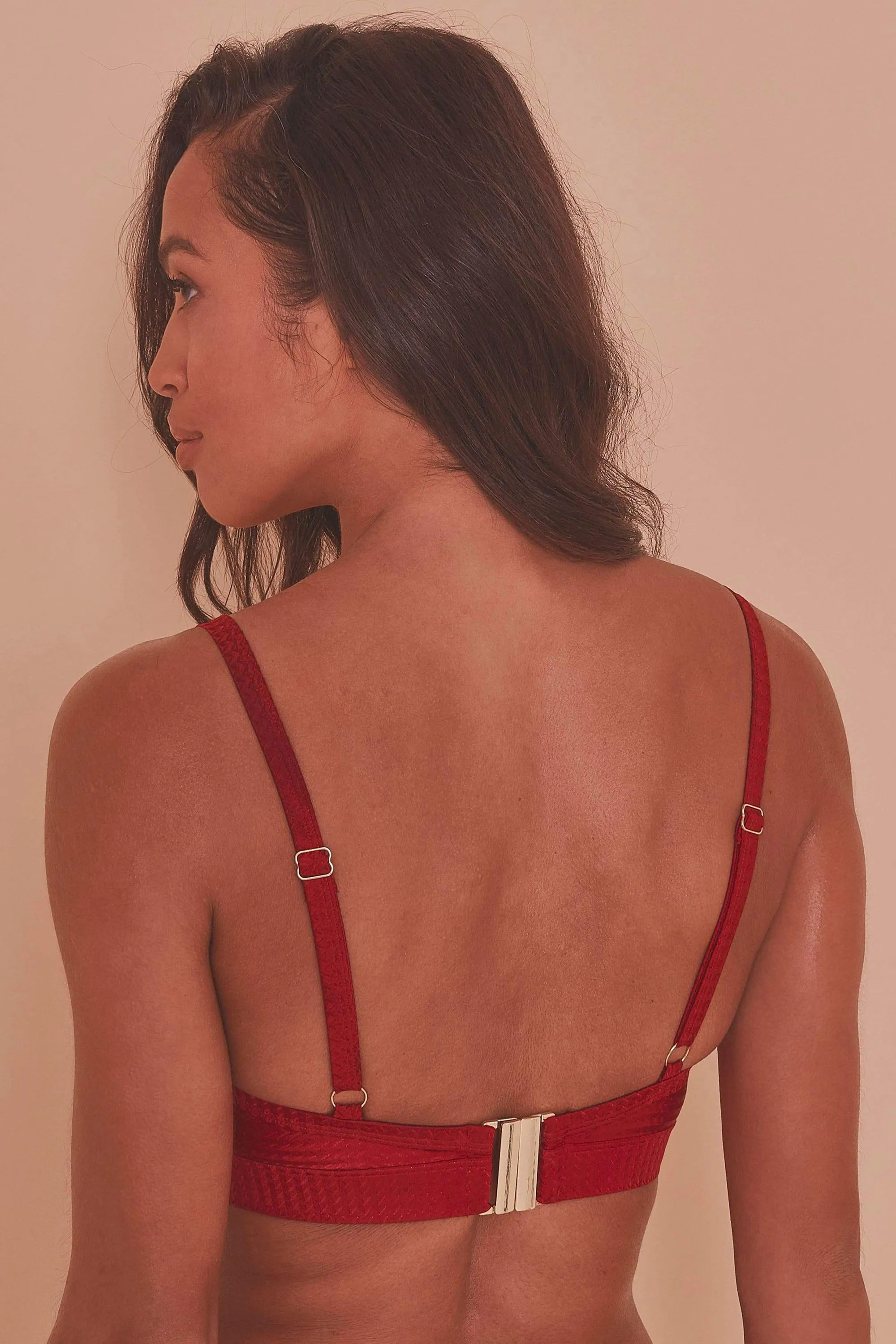 Wolf & Whistle Red High Shine Push up Bikini Top