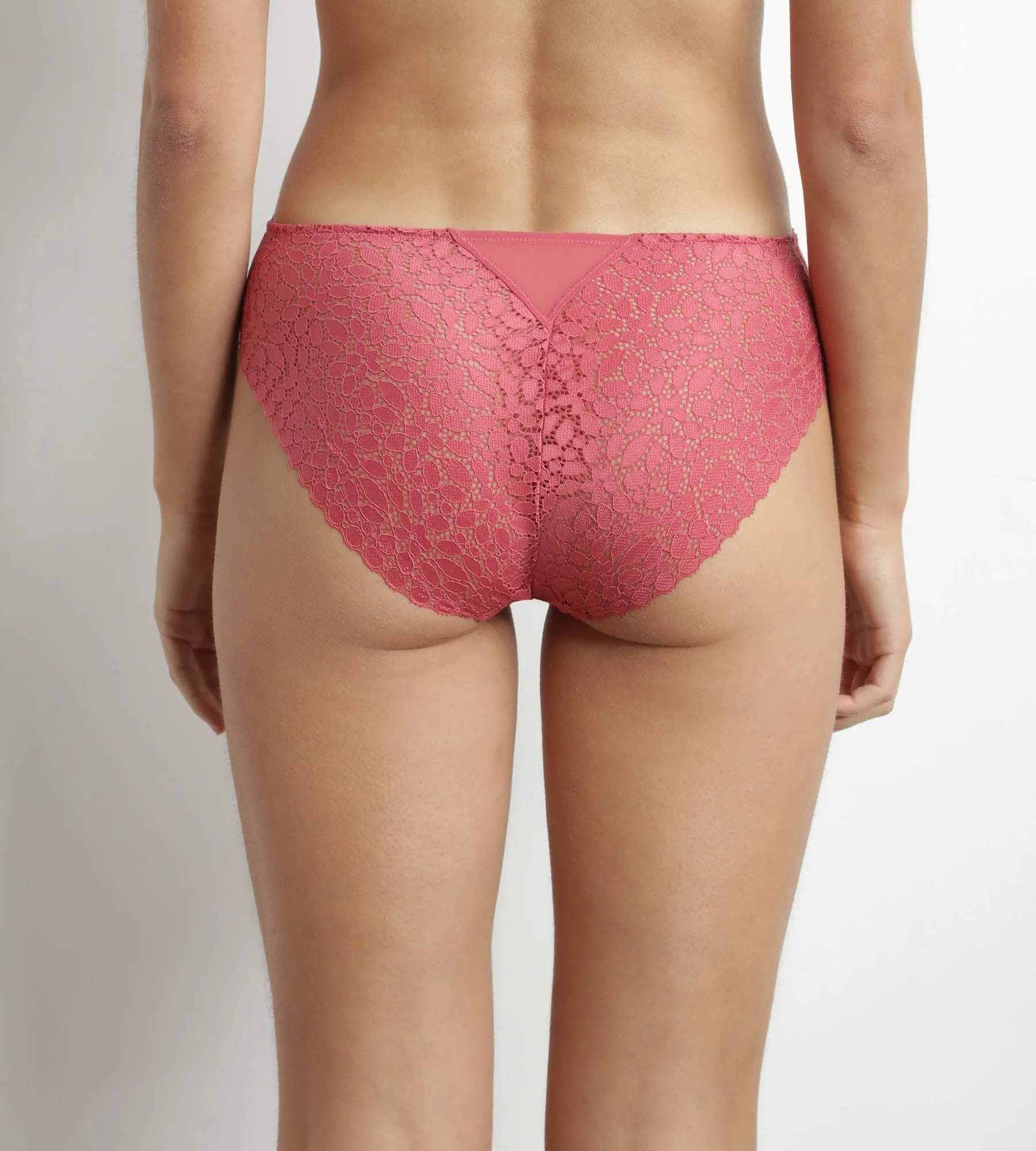 Women's floral lace panties Pink Satin Dim Daily Lace