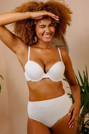Zoe Fuller Bust Mix & Match White Floral Texture Padded Plunge Bikini Top
