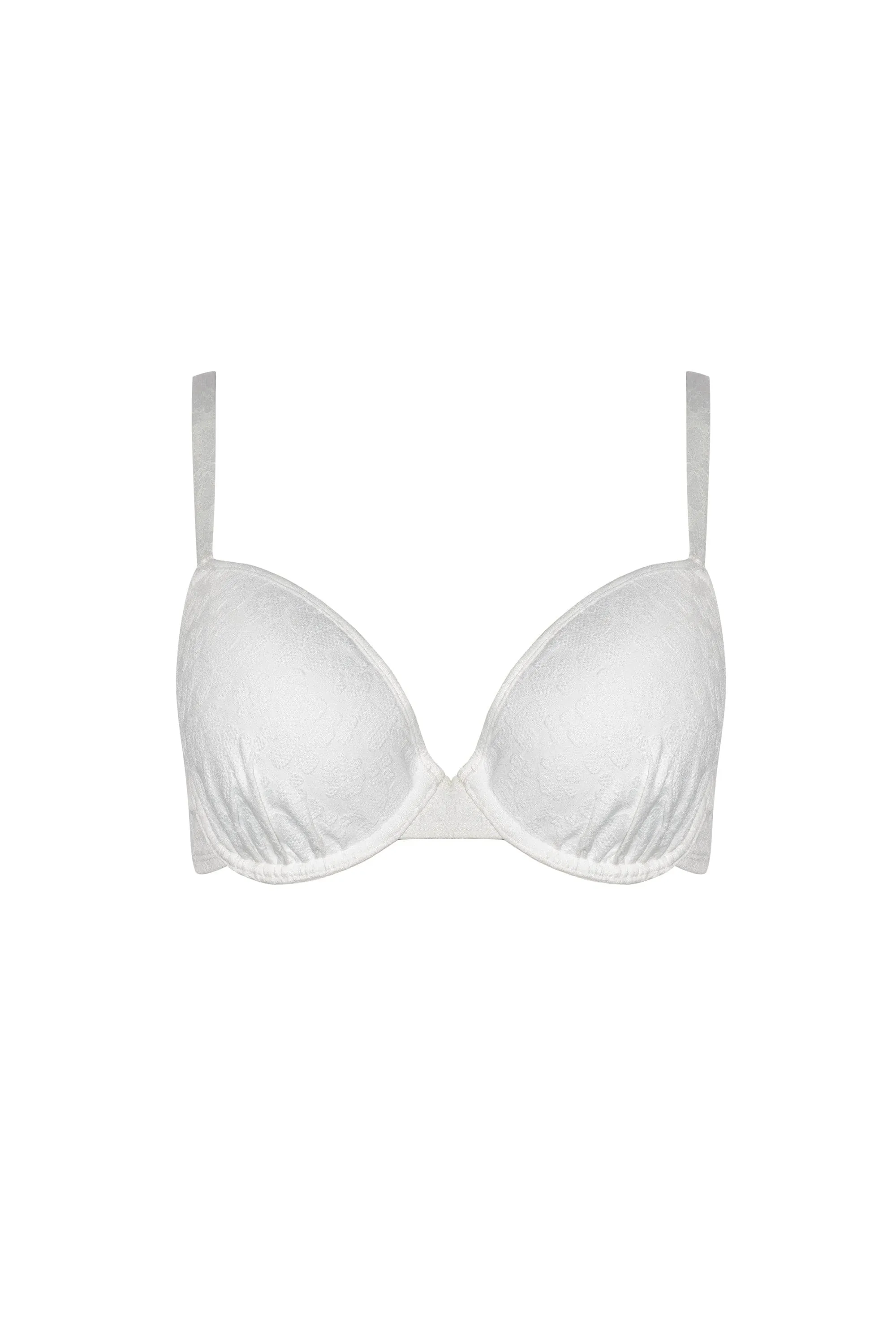 Zoe Fuller Bust Mix & Match White Floral Texture Padded Plunge Bikini Top
